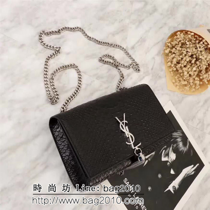 YSL聖羅蘭 原單貨 蟒蛇紋牛皮 鏈條流蘇單肩小包 311223 YAS1165